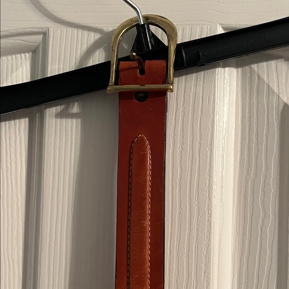 Vintage Jordache Tan Leather Belt with Brass Buckle
